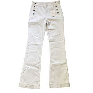 KENCAN White Sailor Button Flat Front Flare Cotton Blend Stretch Jean NWT 11